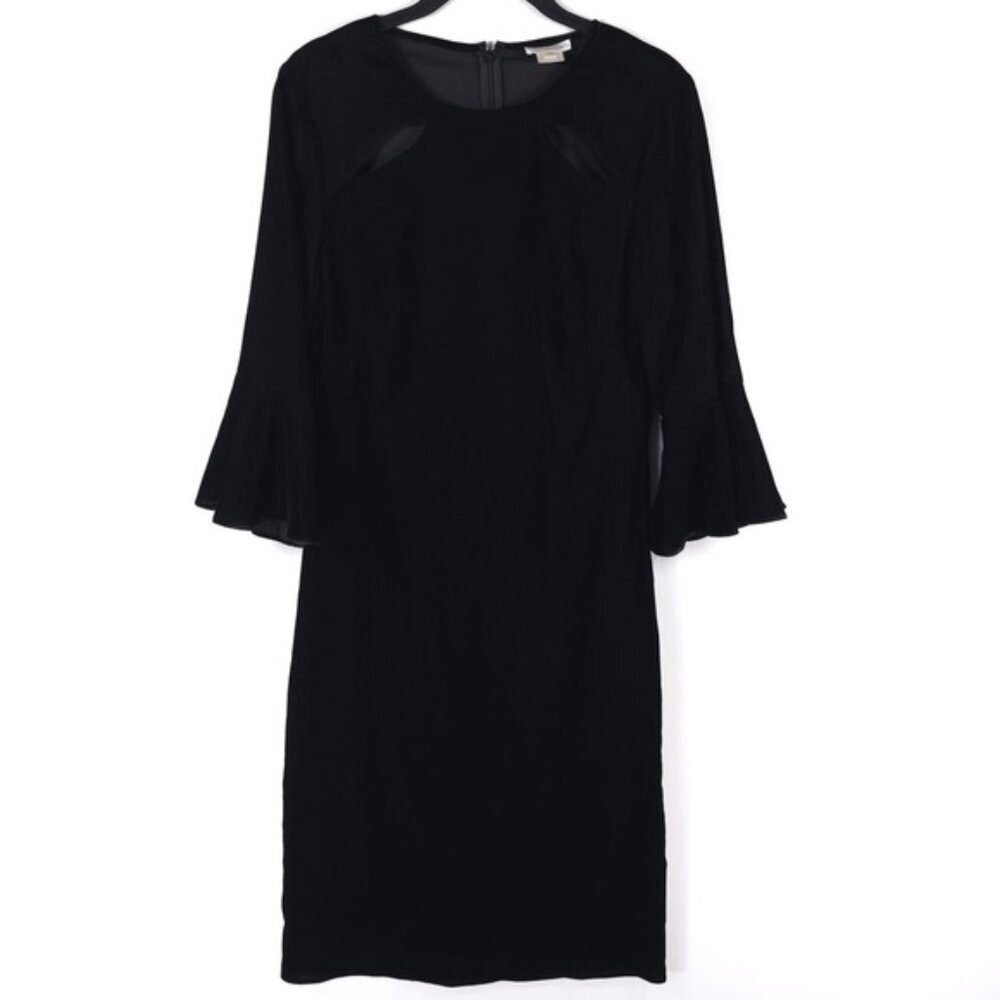 Shoshanna Bellaire Cutout Trumpet-Sleeve Dress Black Velvet Style 5700329 Size 6